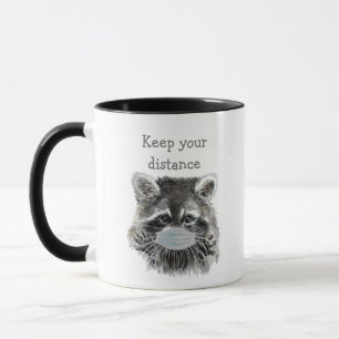 Keep Your Distance Social Distancing Racoon Fun Mug