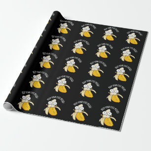 Keep Your Eyes Peeled Funny Banana Pun Dark BG Wrapping Paper