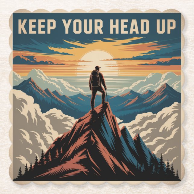 Keep Your Head Up Paper Coaster (Front)