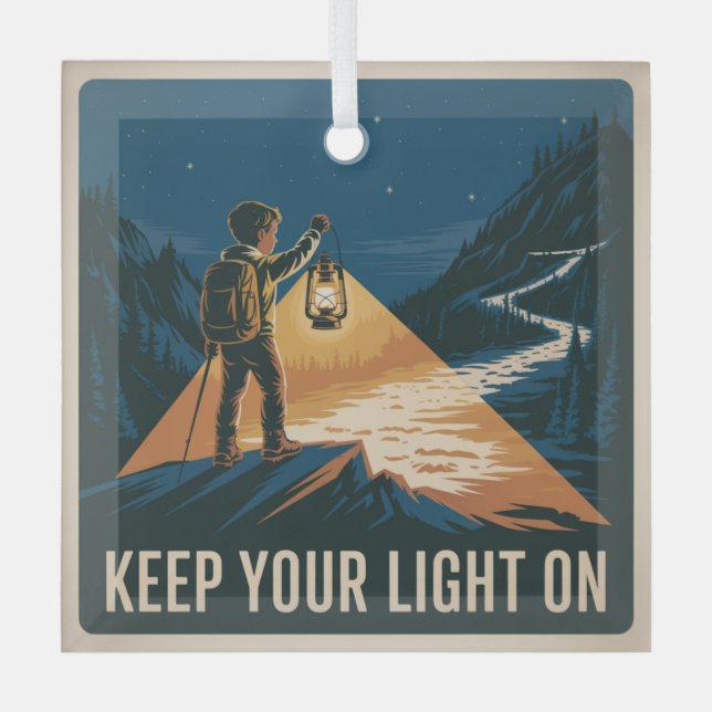 Keep Your Light On Glass Tree Decoration (Front)