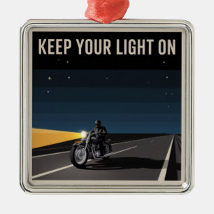 Keep Your Light On Metal Ornament
