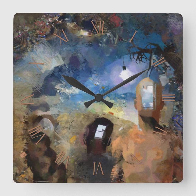 Keep your mind open square wall clock (Front)