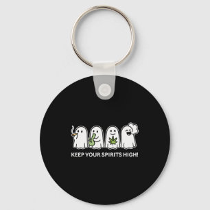 Keep Your Srits High Ghost Smoking Weed Halloween Key Ring