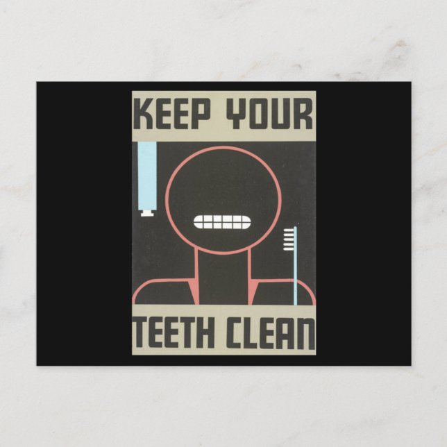 Keep your teeth clean vintage poster postcard (Front)