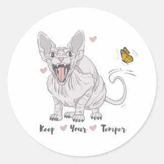 Keep your temper classic round sticker