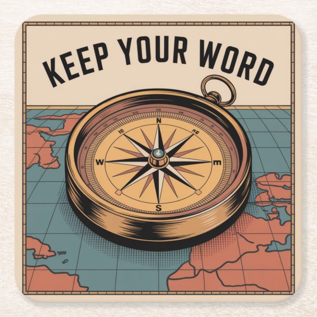 Keep Your Word Square Paper Coaster (Front)