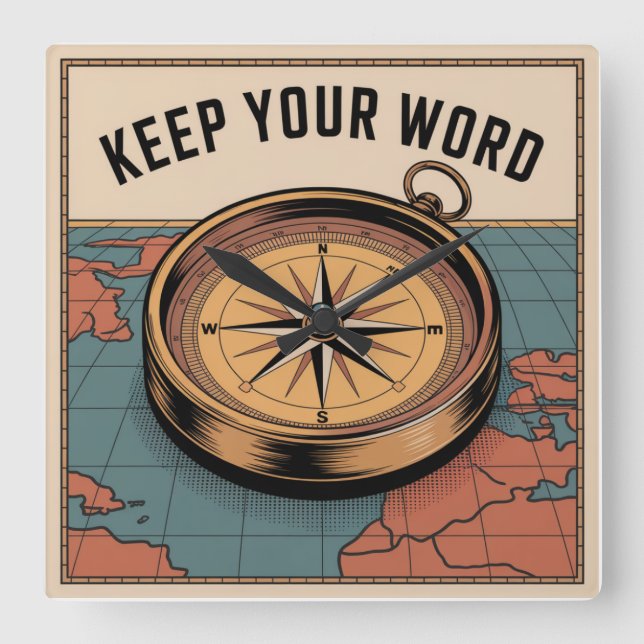 Keep Your Word Square Wall Clock (Front)
