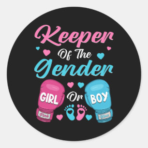 Keeper Of Gender Boxing Gender Reveal Family Party Classic Round Sticker