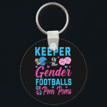 Keeper Of Gender Football Or Pom Poms Gender Revea Key Ring<br><div class="desc">Keeper Of Gender Football Or Pom Poms Gender Reveal Party</div>