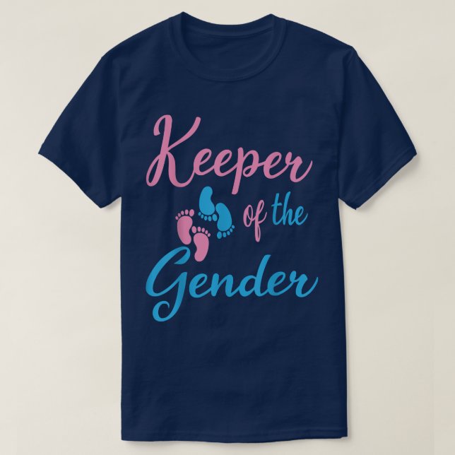 Keeper Of Gender Reveal Party Baby Announcement Pr T-Shirt (Design Front)