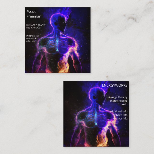 Keeper of Light | Energy Figure Square Business Card (Front/Back)