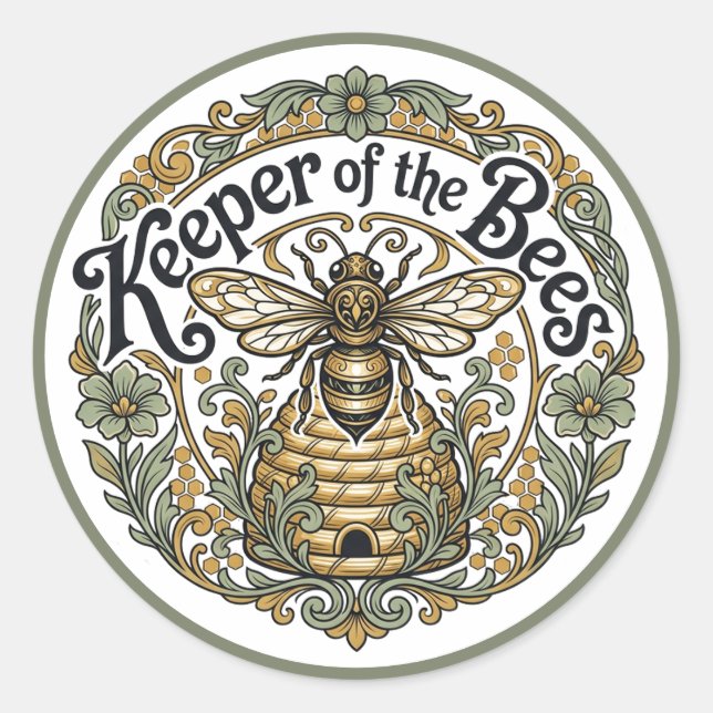 Keeper of the Bees Nouveau Classic Round Sticker (Front)