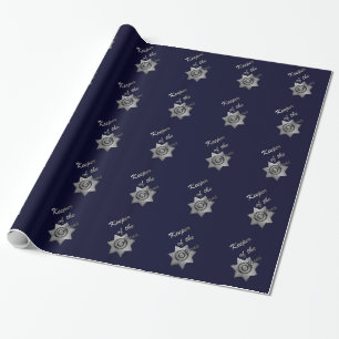 Keeper of the Cons-Silver Badge-Blue-Gift Wrap Wrapping Paper