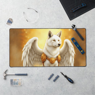 Keeper of the Dawn – The White Winged Wolf. Desk Mat