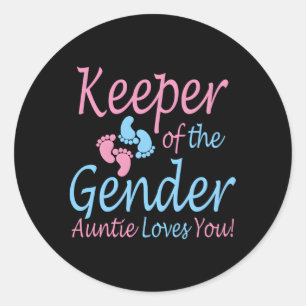 Keeper Of The Gender Auntie Gender Reveal Py Classic Round Sticker