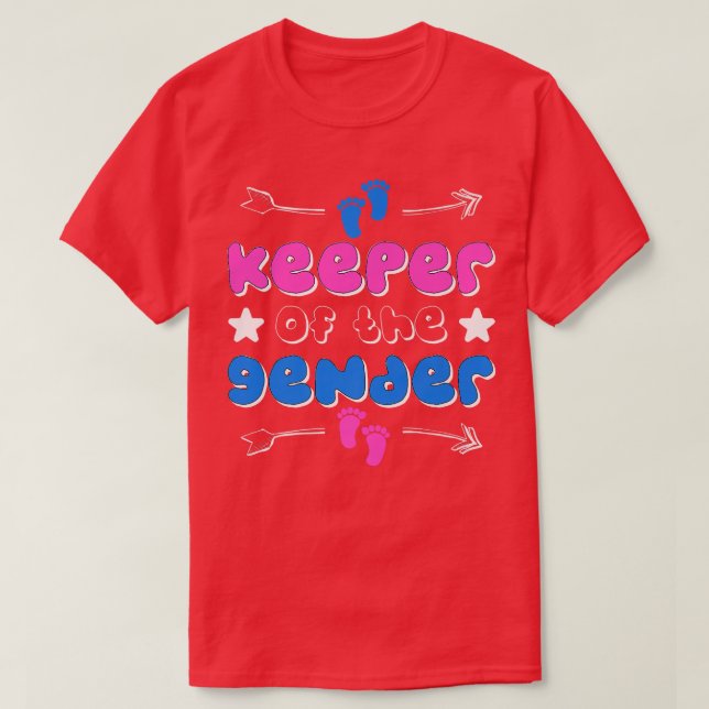 Keeper Of The Gender Cute Gender Reveal Baby Showe T-Shirt (Design Front)