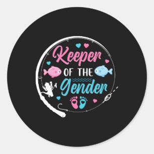 Keeper Of The Gender Fish Gender Reveal Family Par Classic Round Sticker