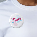 Keeper of the Gender Footprint Baby Shower 3 Cm Round Badge<br><div class="desc">Hot pink and blue footprint keeper of the gender button for a baby shower / gender reveal party.</div>