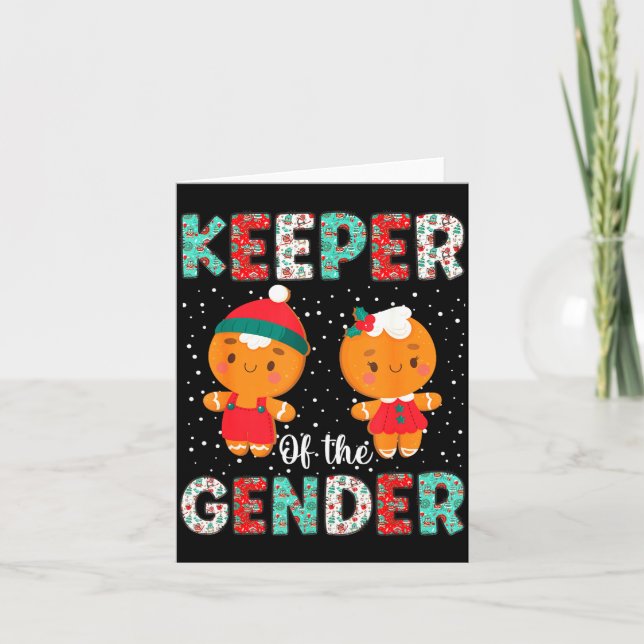 Keeper Of The Gender Funny Christmas Shirt Gingerb Card (Front)
