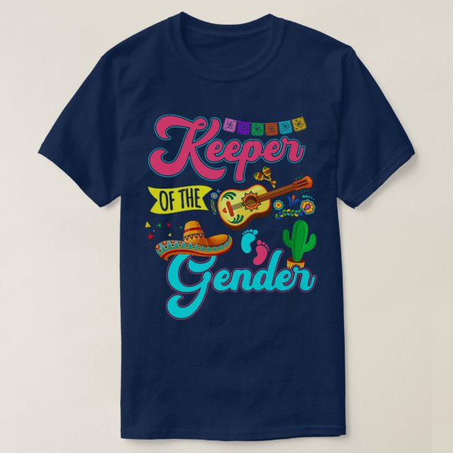 Keeper Of The Gender Guitar Gender Reveal Cinco De T-Shirt (Design Front)