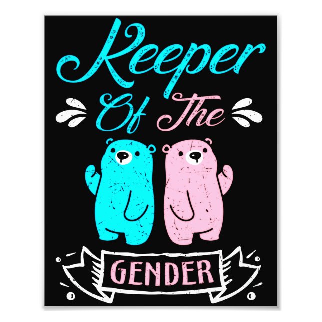 Keeper of the Gender Pink and Blue Teddy Bear Photo Print (Front)