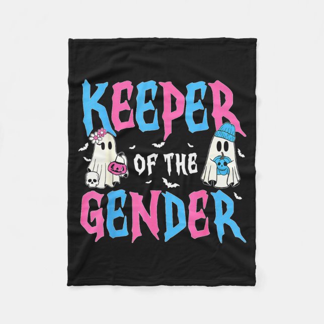 Keeper Of The Gender Pumpkin Halloween Baby Gender Fleece Blanket (Front)