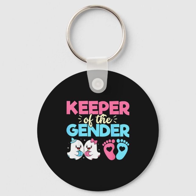 Keeper Of The Gender Pumpkin Halloween Baby Gender Key Ring (Front)
