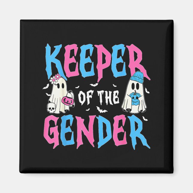 Keeper Of The Gender Pumpkin Halloween Baby Gender Magnet (Front)