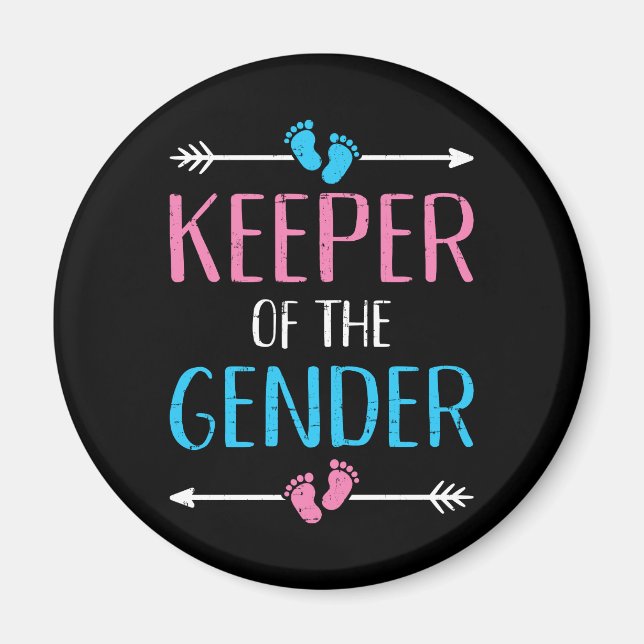 Keeper of the gender reveal baby announcement magnet (Front)