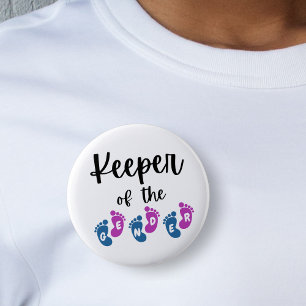 Keeper of the Gender Reveal Baby Feet Baby Shower 6 Cm Round Badge