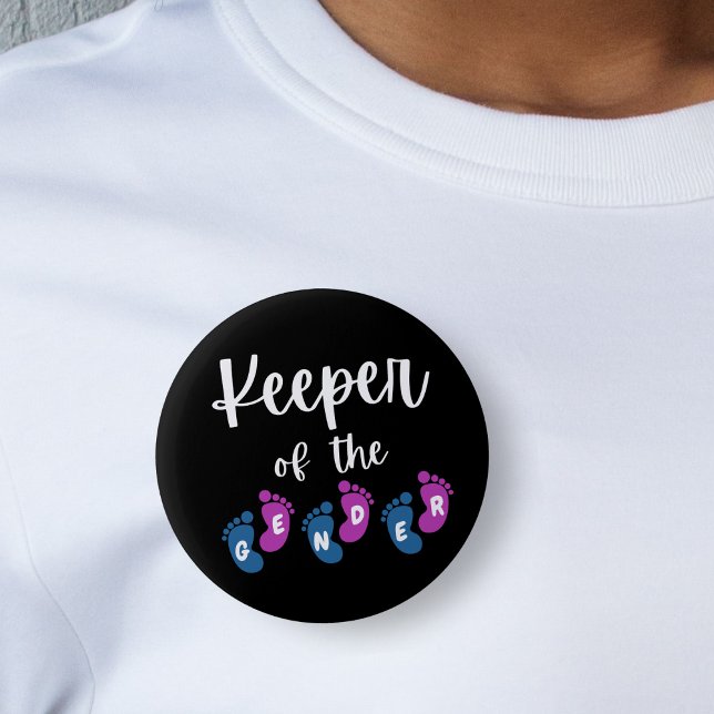 Keeper of the Gender Reveal Baby Feet Baby Shower 6 Cm Round Badge (keeper of the gender baby feet baby shower gender reveal black button pin)