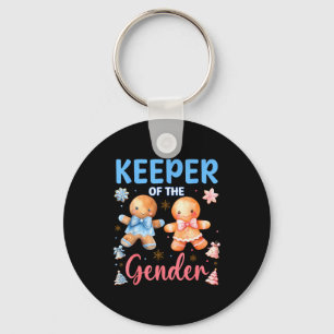 Keeper Of The Gender Reveal Baby Gingerbread Pink Key Ring