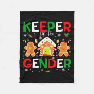 Keeper Of The Gender Reveal Christmas Gingerbread Fleece Blanket