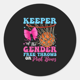 Keeper Of The Gender Reveal Free Throws Or Pink Bo Classic Round Sticker