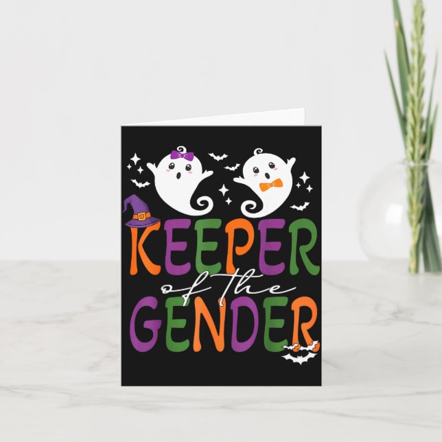 Keeper Of The Gender Reveal Halloween Pregnancy An Card (Front)