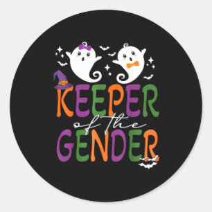 Keeper Of The Gender Reveal Halloween Pregnancy An Classic Round Sticker