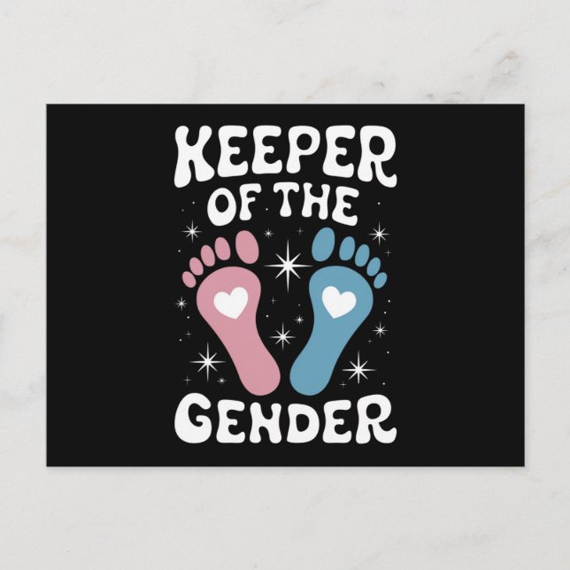 Keeper Of The Gender Reveal Party Boy Girl Family Postcard (Front)