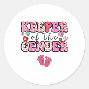 Keeper Of The Gender Valentine Day Gender Reveal B Classic Round Sticker