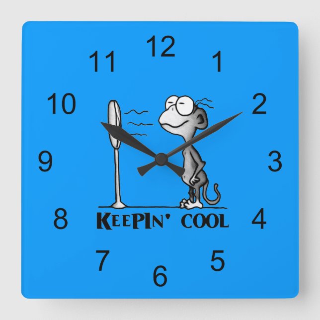 Keepin' Cool Monkey Square Wall Clock (Front)