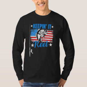 Keepin It Reel - American Flag Star Fishing Pole F T-Shirt