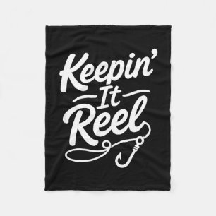 Keepin reel fishing graphic for anglers and fleece blanket