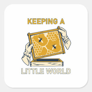 Keeping a Little World — Honeycomb Frame Square Sticker