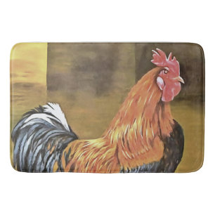 Keeping Chickens Farmyard Rooster Art  Bath Mat