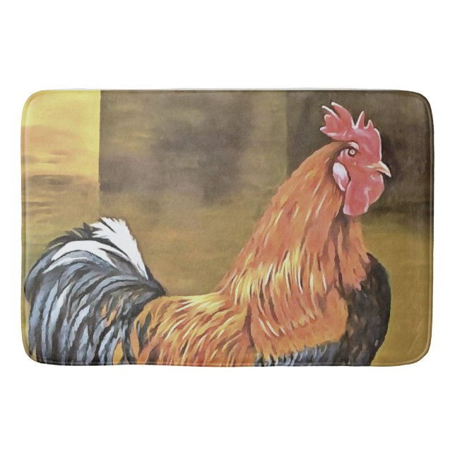 Keeping Chickens Farmyard Rooster Art  Bath Mat (Front)