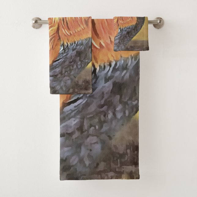 Keeping Chickens Farmyard Rooster Art  Bath Towel Set (Insitu)