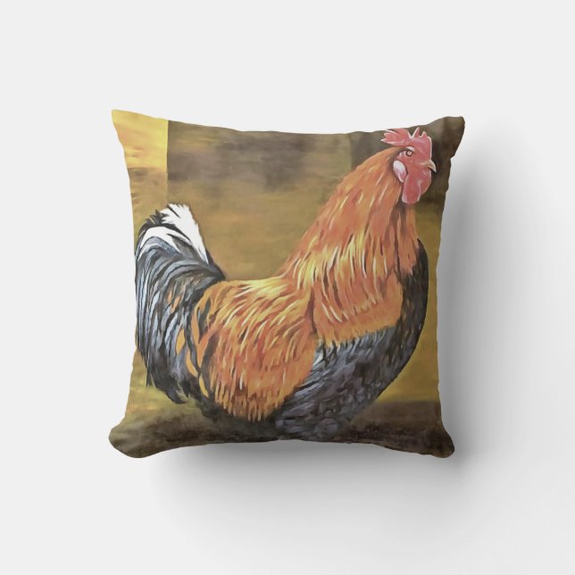 Keeping Chickens Farmyard Rooster Art  Cushion (Front)