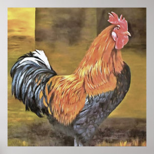 Keeping Chickens Farmyard Rooster Art Poster