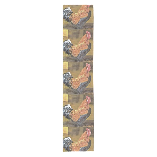Keeping Chickens Farmyard Rooster Art  Short Table Runner (Front)