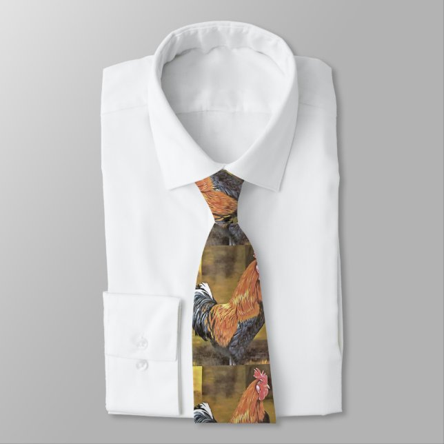 Keeping Chickens Farmyard Rooster Art  Tie (Tied)