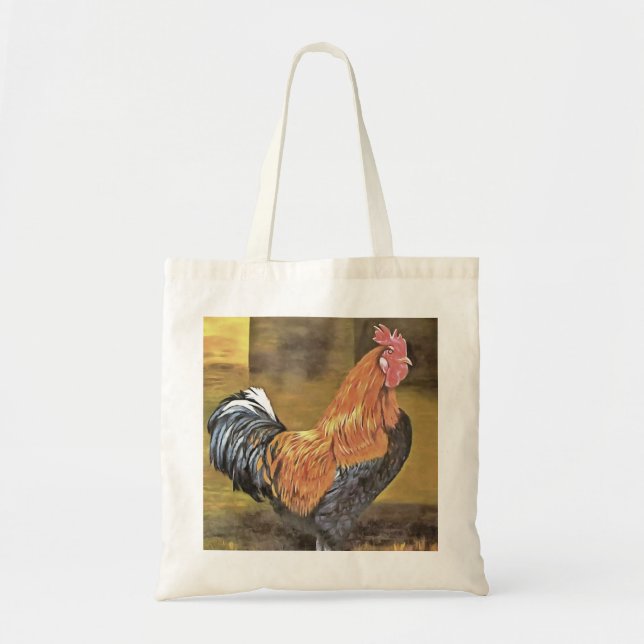 Keeping Chickens Farmyard Rooster Tote Bag (Front)